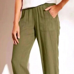 Soft Surroundings Neelandra Pull-on Pants Green Olive Size S